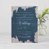 Silver Star Celestial Winter Wedding Card Einladung (Stehend Vorderseite)