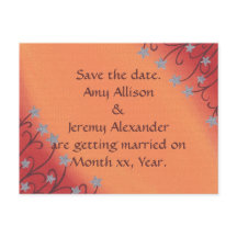 Silver Star Floral Red Orange Rett Date Postcard