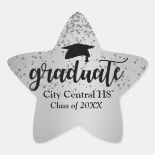 Silver Star Graduate 2018 Abschluss Umschlag Aufkl Stern-Aufkleber