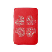 Silver Star Hearts on Red Background Badematte (Vorderseite Vertikal)