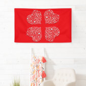 Silver Star Hearts on Red Background Banner (Insitu)