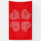 Silver Star Hearts on Red Background Banner (Vertikal)