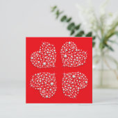 Silver Star Hearts on Red Background Karte (Stehend Vorderseite)