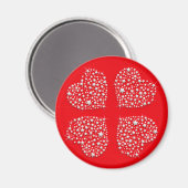Silver Star Hearts on Red Background Magnet (Vorderseite/Rückseite)