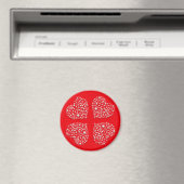 Silver Star Hearts on Red Background Magnet (In Situ (Geschirrspüler))