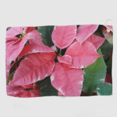 Silver Star Marble Poinsettias Pink Holiday Floral Golfhandtuch (Horizontal)