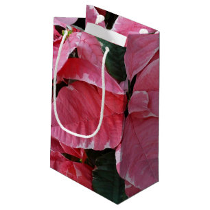 Silver Star Marble Poinsettias Pink Holiday Floral Kleine Geschenktüte