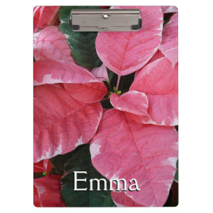 Silver Star Marble Poinsettias Pink Holiday Floral Klemmbrett