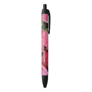 Silver Star Marble Poinsettias Pink Holiday Floral Kugelschreiber