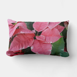 Silver Star Marble Poinsettias Pink Holiday Floral Lendenkissen