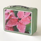 Silver Star Marble Poinsettias Pink Holiday Floral Metall Brotdose (Rückseite)