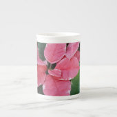 Silver Star Marble Poinsettias Pink Holiday Floral Porzellantasse (Vorderseite)