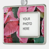 Silver Star Marble Poinsettias Pink Holiday Floral Rahmen-Ornament Silber (Links)