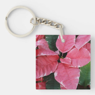 Silver Star Marble Poinsettias Pink Holiday Floral Schlüsselanhänger
