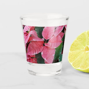 Silver Star Marble Poinsettias Pink Holiday Floral Schnapsglas