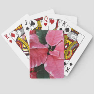 Silver Star Marble Poinsettias Pink Holiday Floral Spielkarten