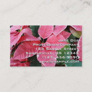 Silver Star Marble Poinsettias Pink Holiday Floral Visitenkarte