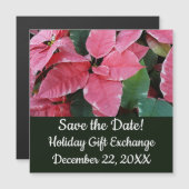 Silver Star Marble Poinsettias Pink Save the Date Magnetkarte (Vorne/Hinten)