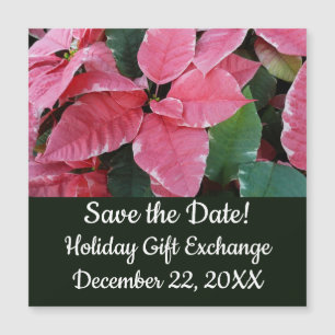 Silver Star Marble Poinsettias Pink Save the Date Magnetkarte