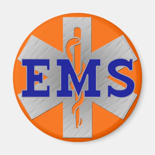 Silver Star of Life mit Blue EMS Magnet (Vorne)