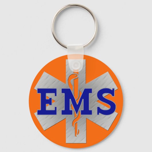 Silver Star of Life mit Blue EMS Schlüsselanhänger (Vorderseite)