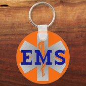 Silver Star of Life mit Blue EMS Schlüsselanhänger (Vorderseite)