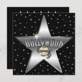 Silver Star Old Retro Hollywood Sparkle Einladung (Vorne/Hinten)