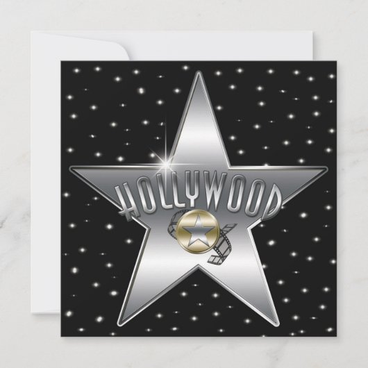 Silver Star Old Retro Hollywood Sparkle Einladung (Vorderseite)