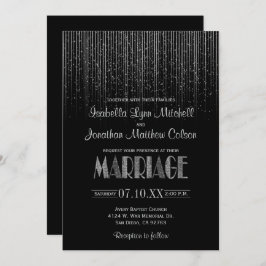 Silver Star Rain Dusche & Black Wedding Einladung