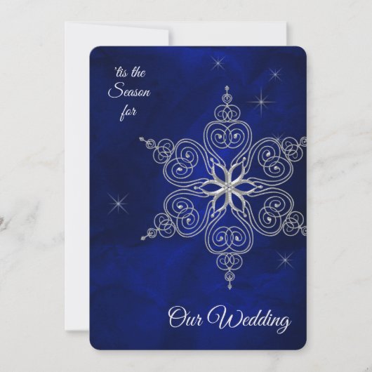 Silver Star Snowflake Winter Sky Wedding Einladung (Vorderseite)