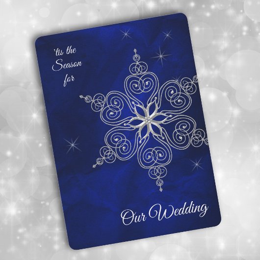 Silver Star Snowflake Winter Sky Wedding Einladung