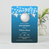 Silver Star String Light Blue Gradient Birthday Einladung (Stehend Vorderseite)