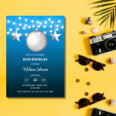 Silver Star String Light Blue Gradient Birthday Einladung