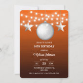Silver Star String Light Orange Gradient Geburtsta Einladung (Vorderseite)
