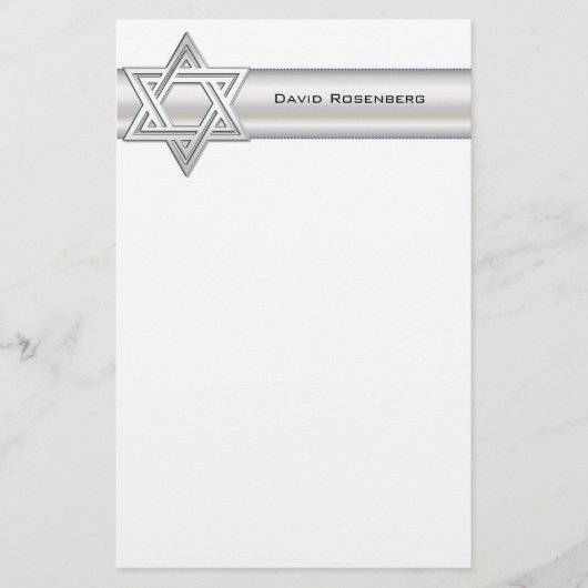 Silver Star von David Custom Personal Stationery Briefpapier (Vorderseite)