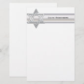 Silver Star von David Custom Personal Stationery Briefpapier (Vorne/Hinten)
