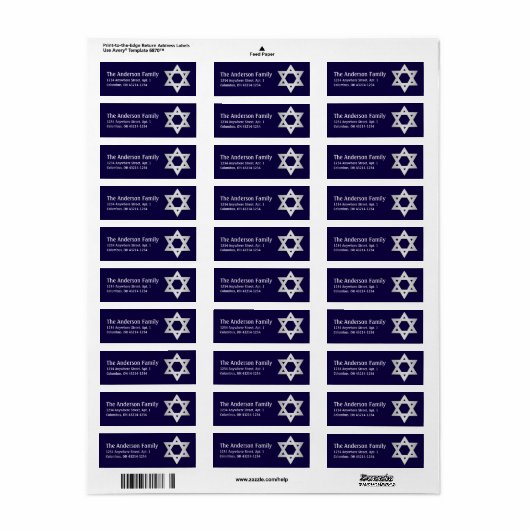 Silver Star von David Hanukkah Address Labels d2 (Vorne)