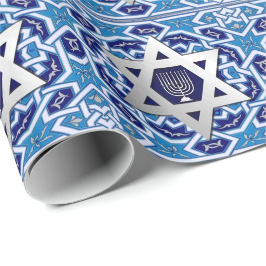 Silver Star von David Jewish Holidays Geschenk Geschenkpapier (Rolleneckpunkt)