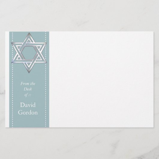 Silver Star von David/Jewish Personal Stationery Briefpapier (Vorderseite)