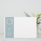 Silver Star von David/Jewish Personal Stationery Briefpapier (Stehend Vorderseite)