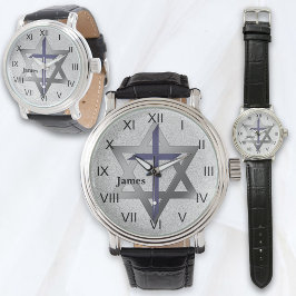 Silver Star von David mit Blue Cross Armbanduhr