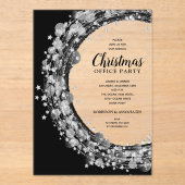 Silver Star Wreath Christmas Party Acryleinladungen (Vorderseite)