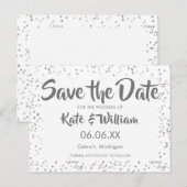 Silver Stardust Confetti Save the Date Ankündigungspostkarte (Vorne/Hinten)