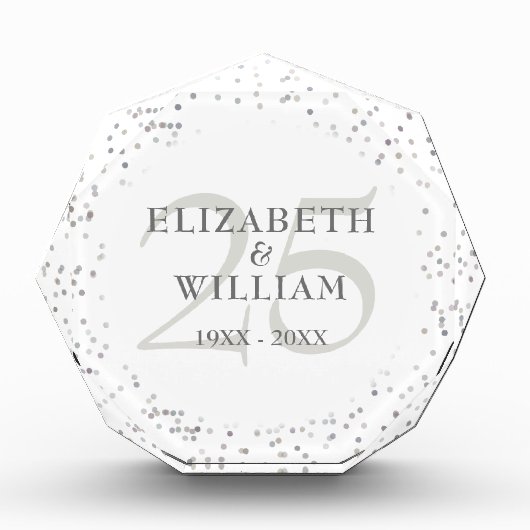 Silver Stardust Confetti zum 25. Jahrestag Fotoblock (Vorderseite)