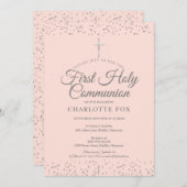 Silver Stardust First Heilige Kommune Blush Pink Einladung (Vorne/Hinten)
