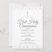 Silver Stardust First Heilige Kommunion Foto Einladung (Vorderseite)