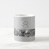 Silver Stardust Pinselstriche, Monogramm/Name, gra Kaffeetasse (Mittel)
