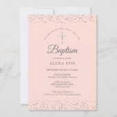 Silver Stardust Taufe Christening Blush Pink Save The Date (Vorderseite)