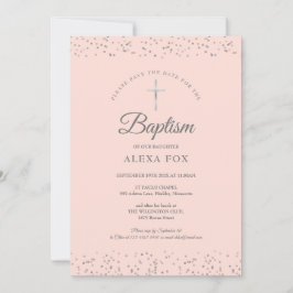 Silver Stardust Taufe Christening Blush Pink Save The Date
