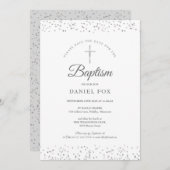 Silver Stardust Taufe Christening Save The Date (Vorne/Hinten)